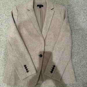 LOFT Pink Satin-Lined Blazer with Tortoise Buttons Size 10